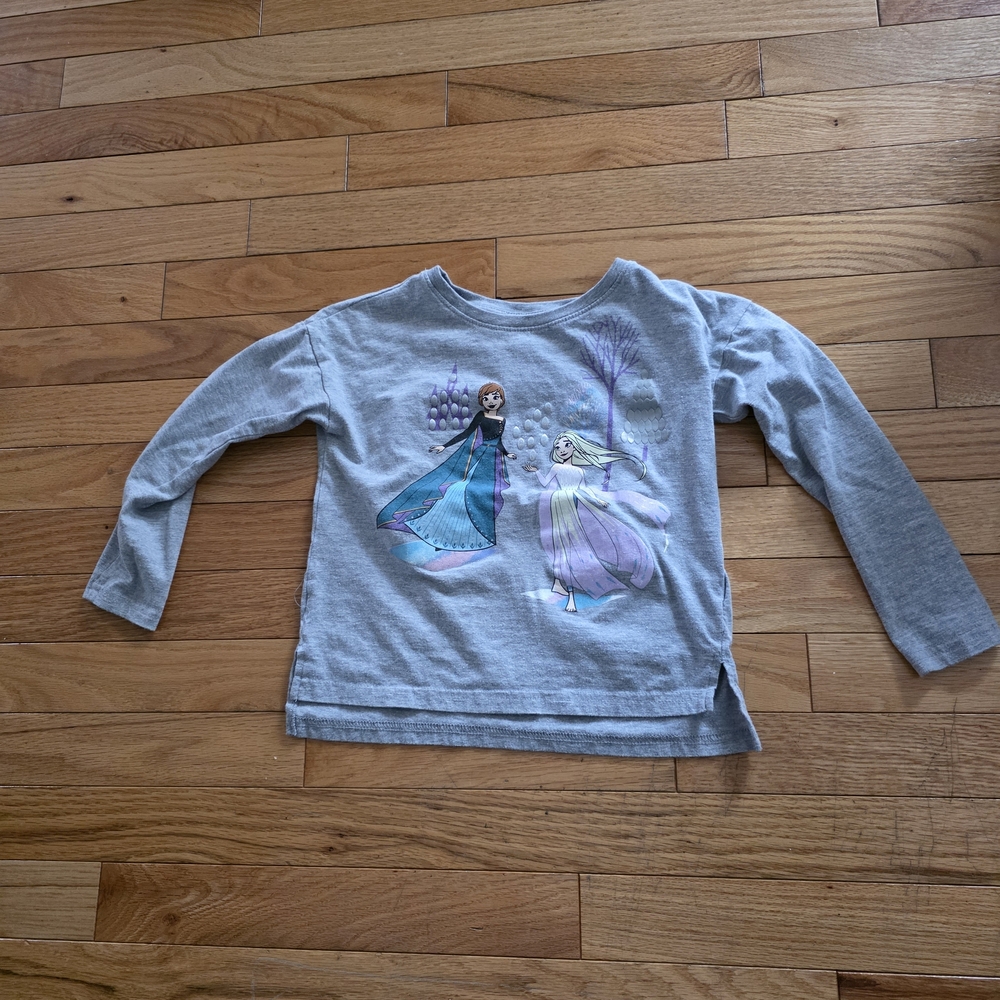 Disney Frozen II Elsa And Anna Kids Long Sleeve Shirt - Gray